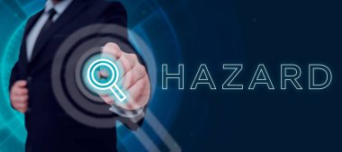 Tehlike veya riski tanımlayan kavramsal başlık, kavramsal fotoğraf hesabı veya beyan