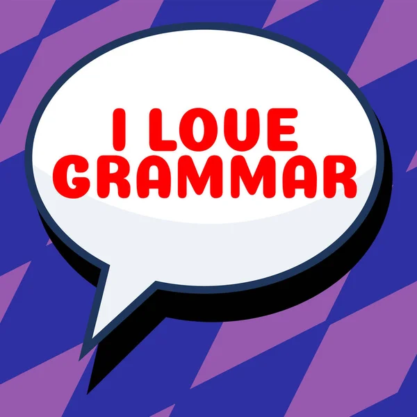 Text Tecken Som Visar Jag Älskar Grammatik Ord För Handling — Stockfoto