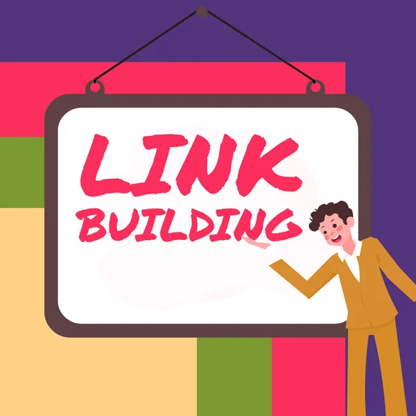 Konceptuell Bildtext Link Building Business Showcase Seo Term Exchange Links — Stockfoto