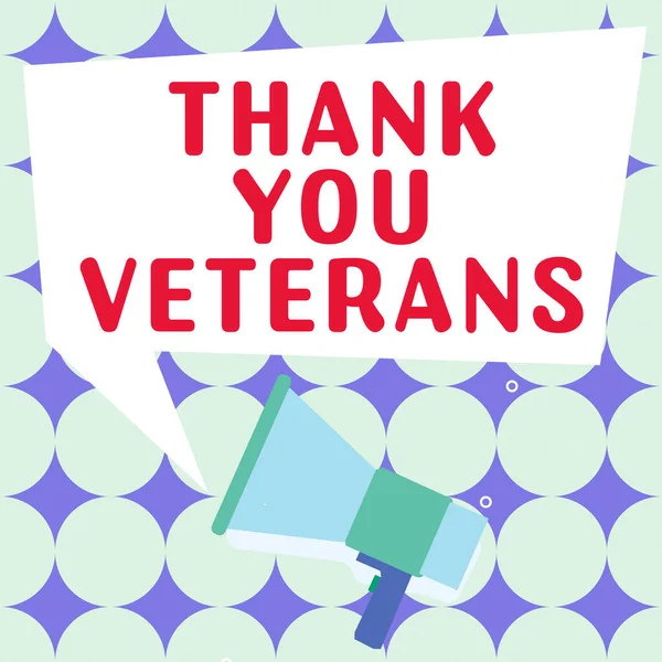 Letrero Mostrando Gracias Veteranos Palabra Para Expresión Gratitud Saludos Agradecimiento —  Fotos de Stock
