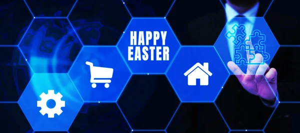 Text showing inspiration Happy Easter, Business concept Christian feast commemorating the resurrection of Jesus