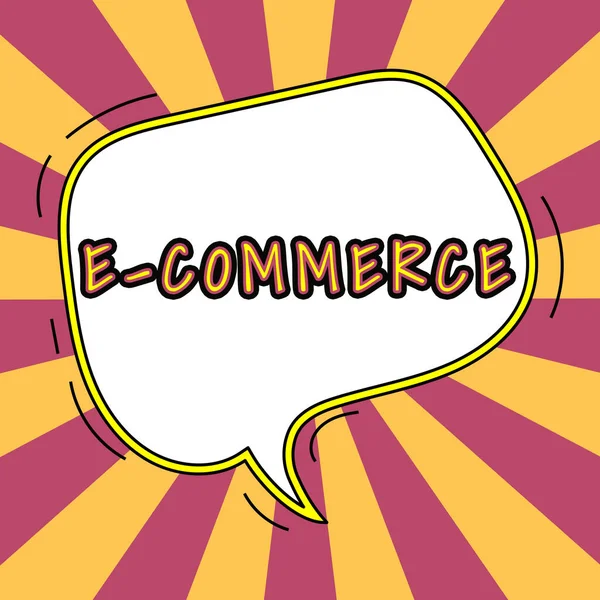 Kézírás Jel Commerce Business Showcase Elektronikusan Lebonyolított Kereskedelmi Ügyletek Interneten — Stock Fotó