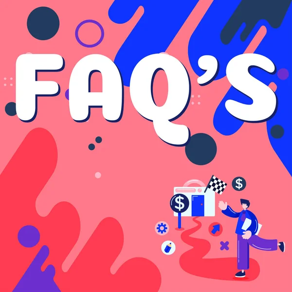 Conceptuele Bijschrift Faqs Business Idee Lijst Van Vragen Antwoorden Met — Stockfoto