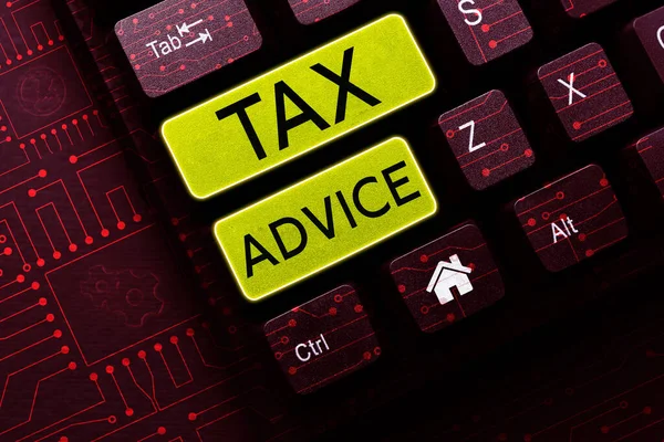 税務アドバイスを示すテキスト記号 税法の高度な訓練と知識を持つビジネスアプローチ税務代理店サービス — ストック写真