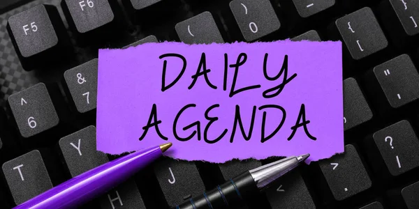 Inspiration Showing Sign Daily Agenda Word List Items Discussed Daily — 스톡 사진