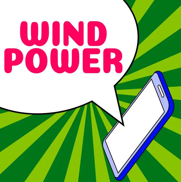 Inspiracja Ukazująca Znak Energia Wiatrowa Internet Koncepcja Wykorzystania Przepływu Powietrza — Zdjęcie stockowe