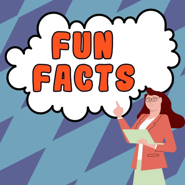 Znak Wyświetlający Zabawne Fakty Słowo Krótkie Ciekawe Ciekawostki Które Zawiera — Zdjęcie stockowe