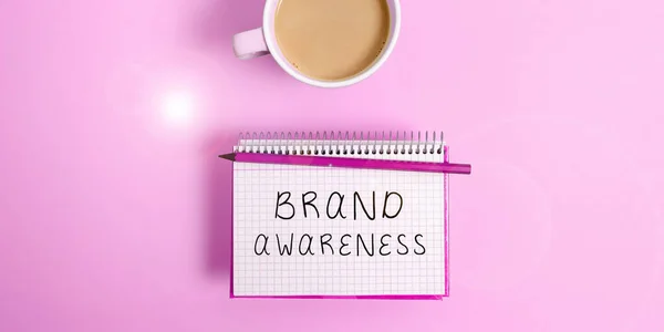 Handschrifttekst Brand Awareness Conceptuele Foto Naam Identificeert Een Verkoper Goed — Stockfoto
