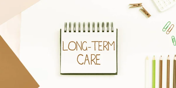 Conceptual caption Long Term Care, Business showcase Adult medical nursing Healthcare Elderly Retirement housing