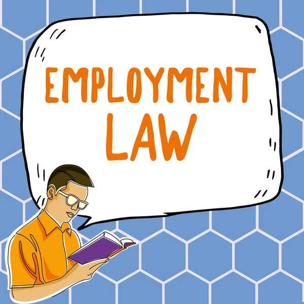Podpis Tekstowy Przedstawiający Prawo Pracy Słowo Pisane Temat Praw Obowiązków — Zdjęcie stockowe