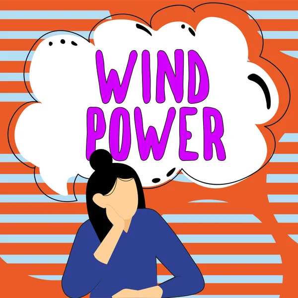 Fogalmi Felirat Wind Power Koncepció Azt Jelenti Hogy Levegő Áramlását — Stock Fotó
