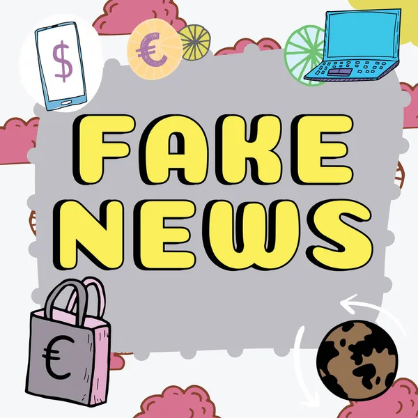 Legenda Texto Apresentando Fake News Word Giving Information People True — Fotografia de Stock