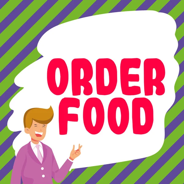 Texto Pie Foto Que Presenta Order Food Concepto Negocio Proceso —  Fotos de Stock