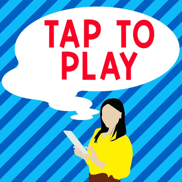 Inspiration Zeigt Zeichen Tap Play Geschäftskonzept Berühren Sie Den Bildschirm — Stockfoto