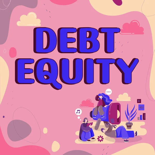 Inspiration Showing Sign Debt Equity Internet Concept Dividing Companys Total — Stock Photo, Image