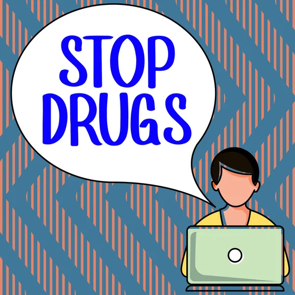 Señal Escritura Mano Stop Drugs Foto Conceptual Poner Fin Dependencia —  Fotos de Stock