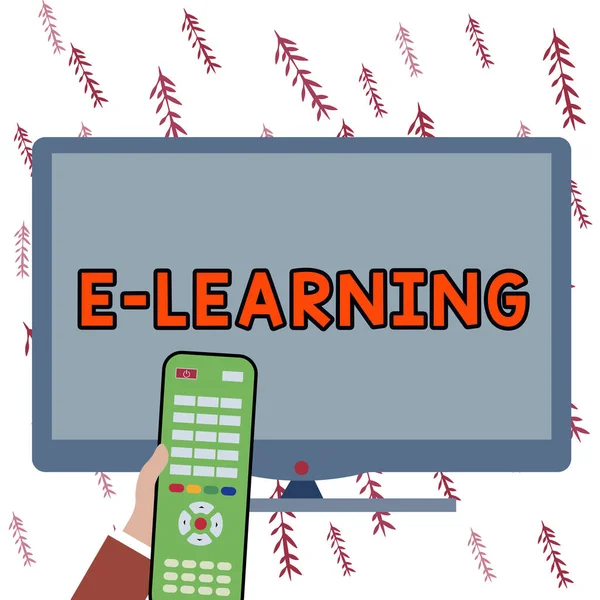Inspiracja Pokazująca Znak Learning Word Lessons Prowadzona Pośrednictwem Mediów Elektronicznych — Zdjęcie stockowe
