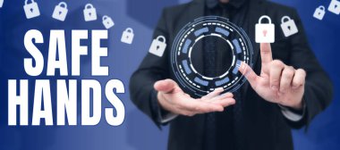 El yazısı: Güvenli Eller, İnternet Konsepti Ellerin arındırılması için sterilite ve temizliği güvence altına alıyor