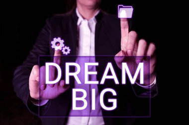 Ulaşmak istediğiniz yüksek değerli bir şeyi düşünmek için metin yazma Büyük, İş genel görünümü hayal etmek