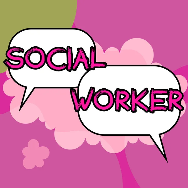 Señal Que Muestra Trabajador Social Asistencia Del Concepto Del Internet — Foto de Stock