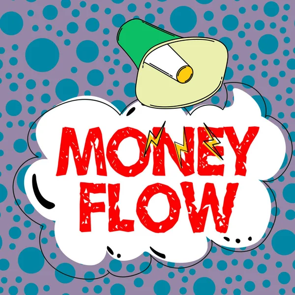 Segno Scrittura Mano Money Flow Business Idea Aumento Diminuzione Della — Foto Stock