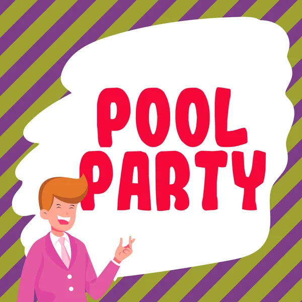 Letrero Escritura Mano Pool Party Celebración Del Concepto Negocio Que —  Fotos de Stock