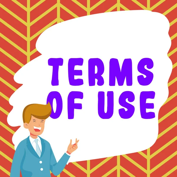 Sign displaying Terms Of Use, Concept meaning Established conditions for using something Policies Agreements