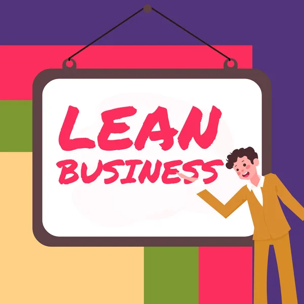 Znaki Pokazujące Lean Business Business Podejście Poprawy Minimalizacji Odpadów Bez — Zdjęcie stockowe
