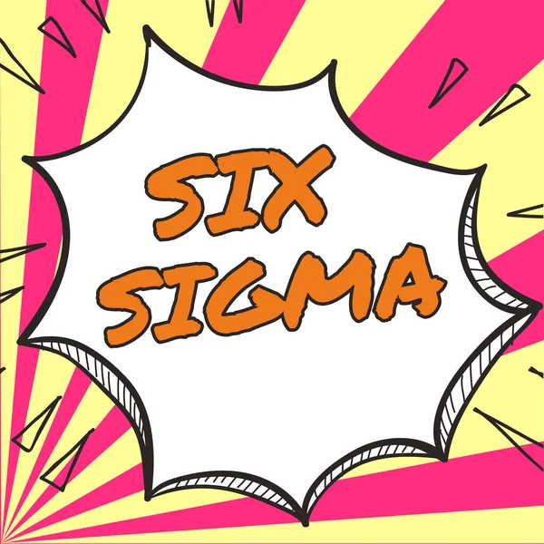 Pisanie Ręczne Znak Six Sigma Techniki Zarządzania Koncepcją Biznesu Celu — Zdjęcie stockowe