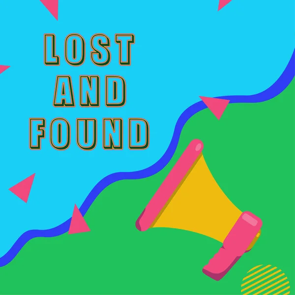 Σήμα Κειμένου Που Δείχνει Lost Found Επιχειρηματική Προσέγγιση Τόπος Όπου — Φωτογραφία Αρχείου
