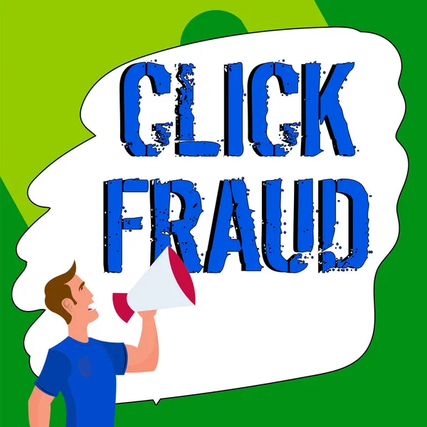 Sign Weergeven Click Fraud Business Overzicht Praktijk Van Herhaaldelijk Klikken — Stockfoto