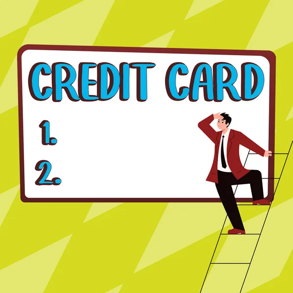 Podepsat Zobrazení Kreditní Karty Koncept Znamená Kartu Která Vám Umožní — Stock fotografie