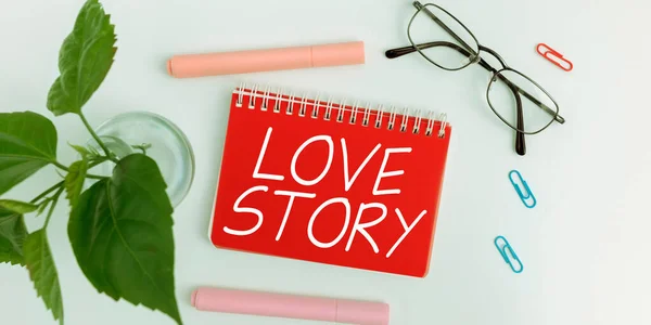 Texto Caligrafia Love Story Conceito Negócio Algo Como Romance Filme — Fotografia de Stock