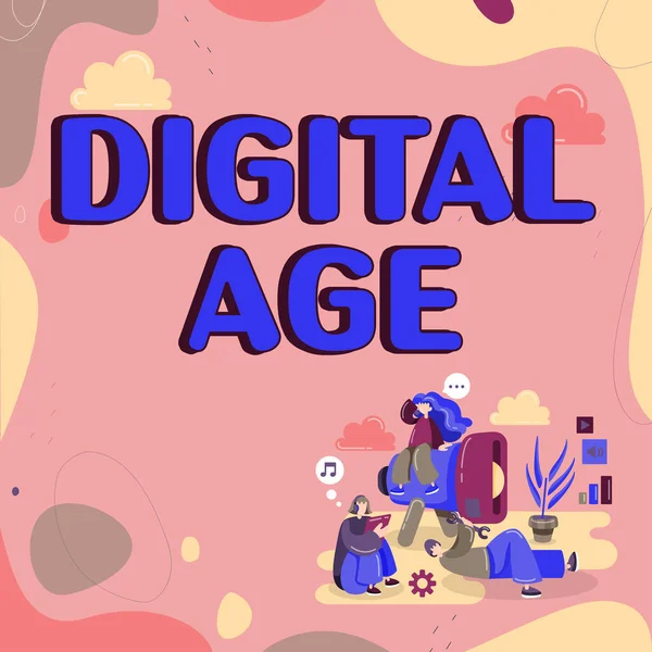 Skriva Visning Text Digital Age Word För Introduktion Persondatorn Med — Stockfoto