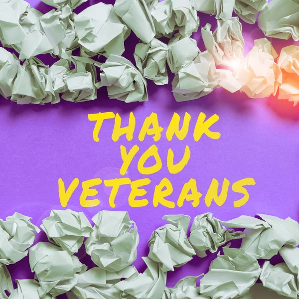 Hand writing sign Thank You Veterans, Conceptual photo Expression of Gratitude Greetings of Appreciation