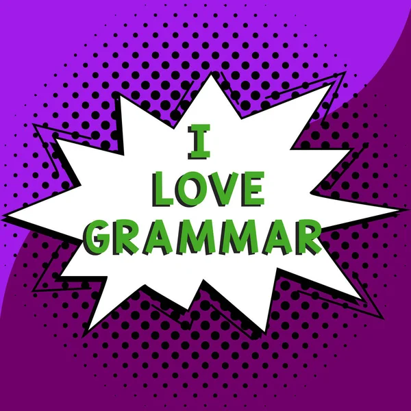 Wyświetlacz Konceptualny Love Grammar Word Act Admiring System Structure Language — Zdjęcie stockowe
