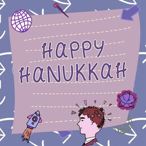 Légende Conceptuelle Happy Hanukkah Business Showcase Festival Juif Célébré Kislev — Photo
