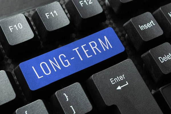 Sign displaying Long Term, Business overview occurring over or involving a relatively long period of time