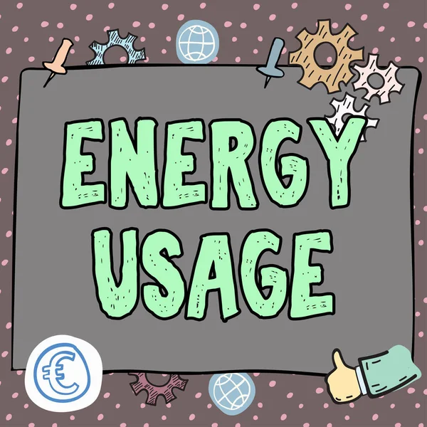 Tekst Die Inspiratie Toont Energiegebruik Begrip Betekent Hoeveelheid Energie Verbruikt — Stockfoto