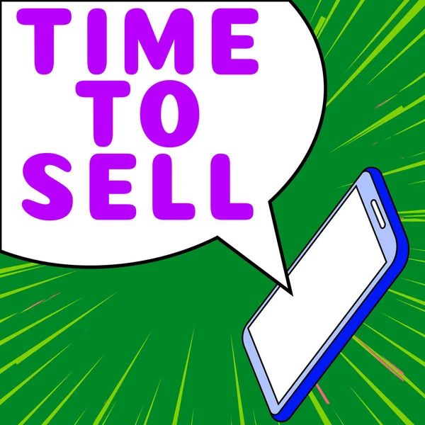 Text Skylt Som Visar Tid Att Sälja Affärsstrategi Rätt Tidpunkt — Stockfoto