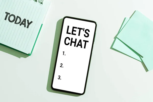 Text Caption Presenting Lets Chat Concept Meaning Inviting Person Have — 스톡 사진