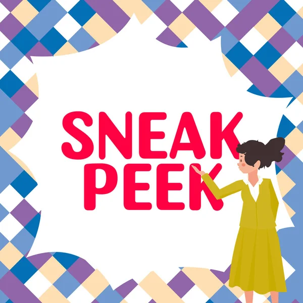 Podpis Tekstowy Przedstawiający Sneak Peek Business Showcase Możliwość Zobaczenia Czegoś — Zdjęcie stockowe