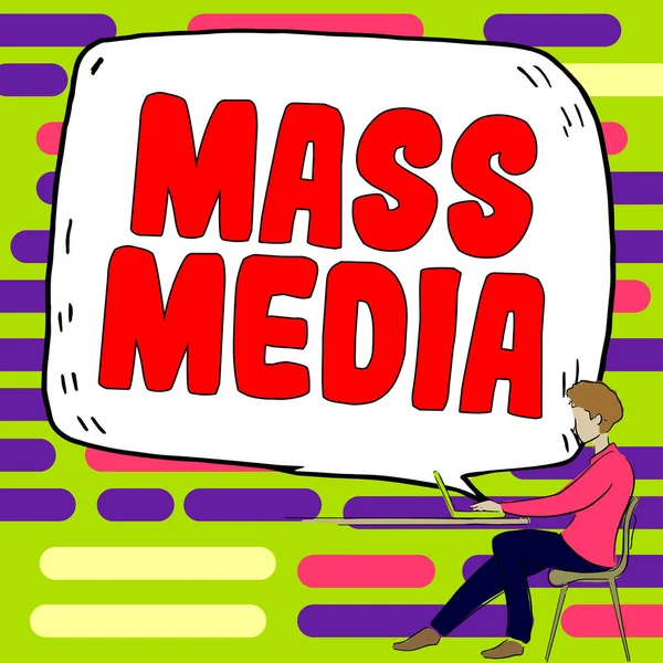 Conceptuele Bijschrift Mass Media Business Approach Groep Mensen Die Het — Stockfoto