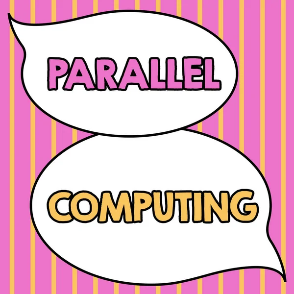 Psaní Textu Parallel Computing Konceptuální Fotografie Simultánní Výpočet Pomocí Softwaru — Stock fotografie