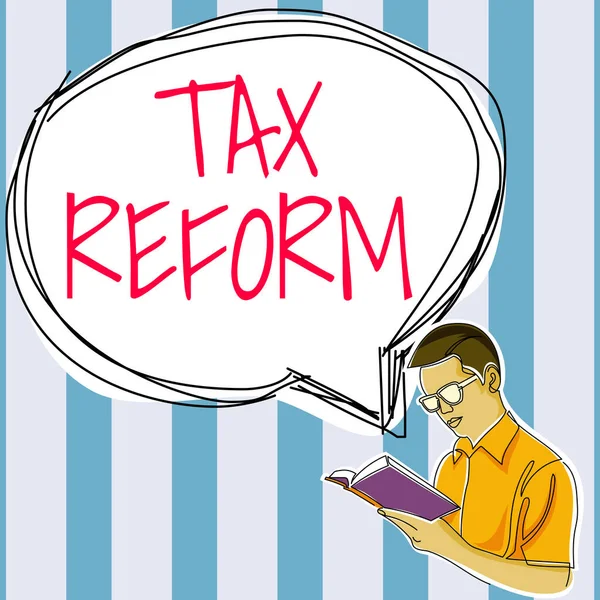 手写标牌 税收改革 互联网概念 政府对企业主征税的政策 — 图库照片