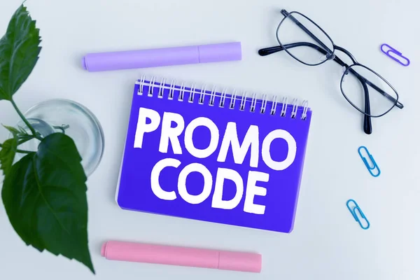 Text Sign Showing Promo Code Word Written Digital Numbers Give — Fotografia de Stock