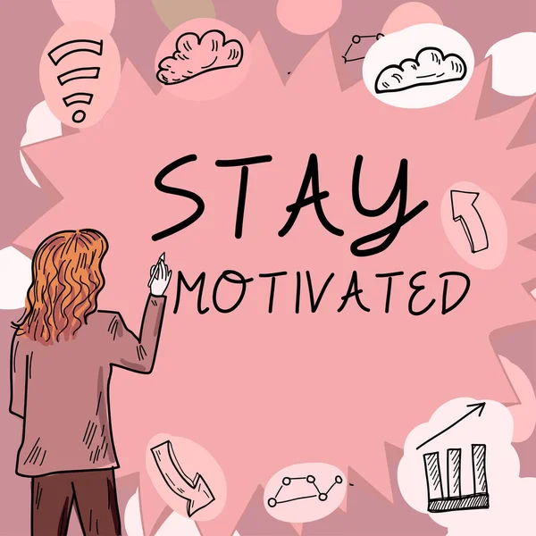 Podepsat Zobrazení Stay Motivated Business Přístup Odměňte Pokaždé Když Dosáhnete — Stock fotografie