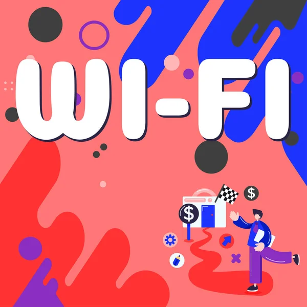 显示符号Wi Fi的灵感 无线局域网常用的商业概念无线电技术 — 图库照片