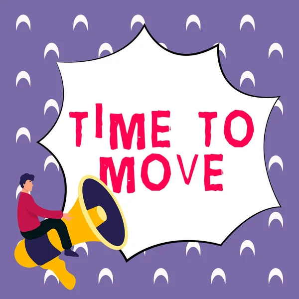 Szöveg Megjelenítése Time Move Üzleti Áttekintés Áthelyezés Legjobb Időszaka Aktuális — Stock Fotó
