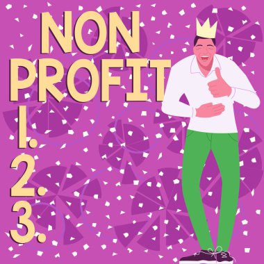 Kâr amacı gütmeyen, sahipleri için kâr etmeyen organizasyon tipini gösteren imzalar.
